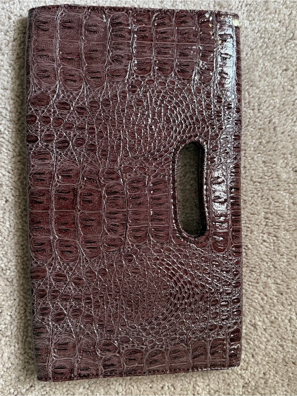 Nine West Croc-Embossed Dark Brown Wristlet Clutch
